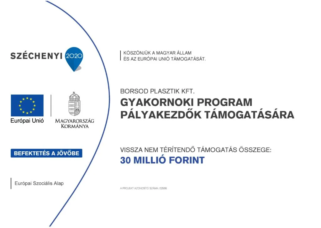 Gyakornoki program pályakezdők támogatására a Borsod Plasztik Műanyagipari Kft.-nél